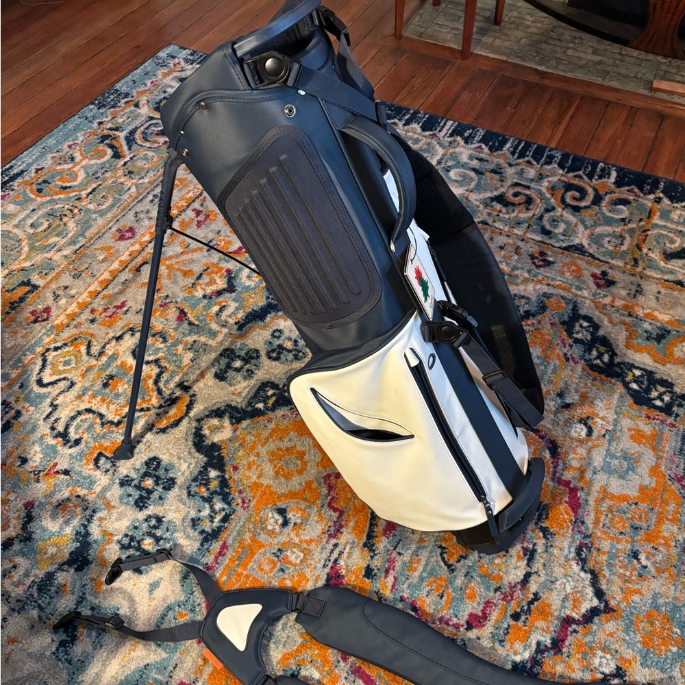 Men's Navy and White Duffel Bag